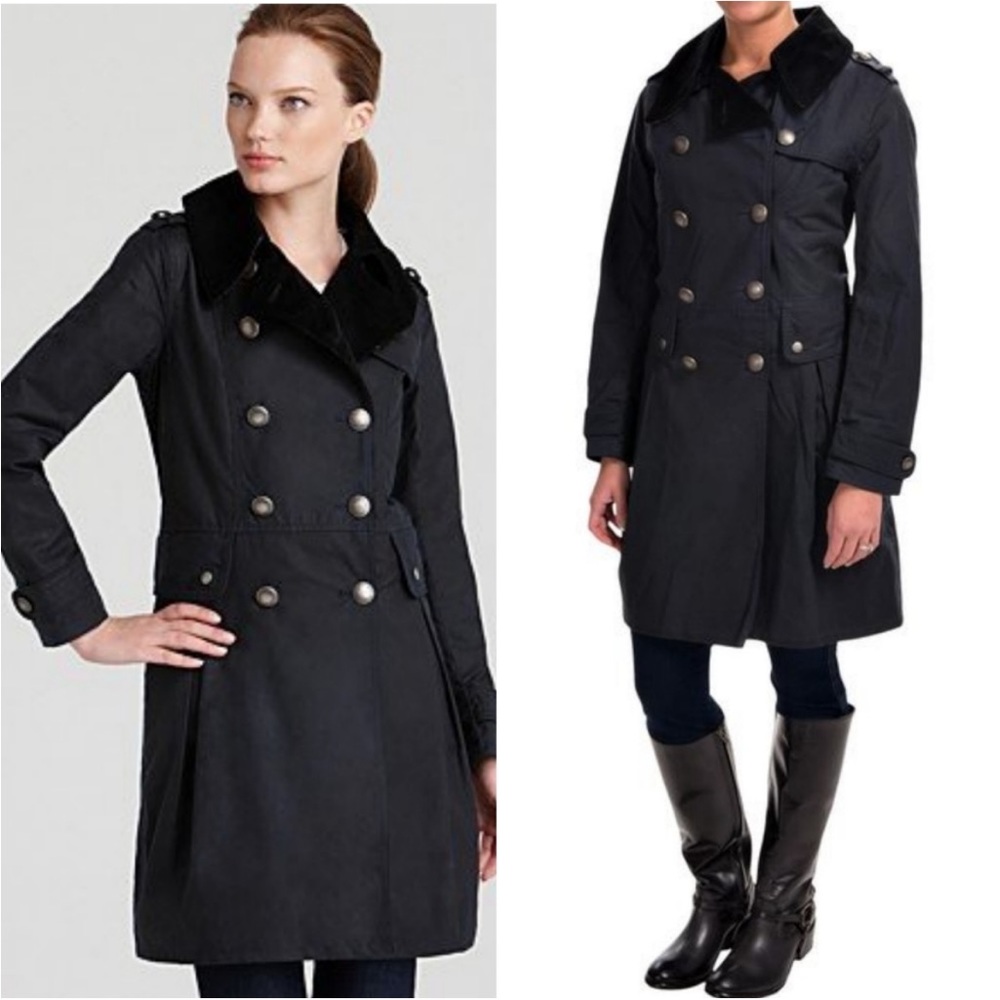 Barbour Regiment Navy Blue Waxed Pea Coat US Size 6